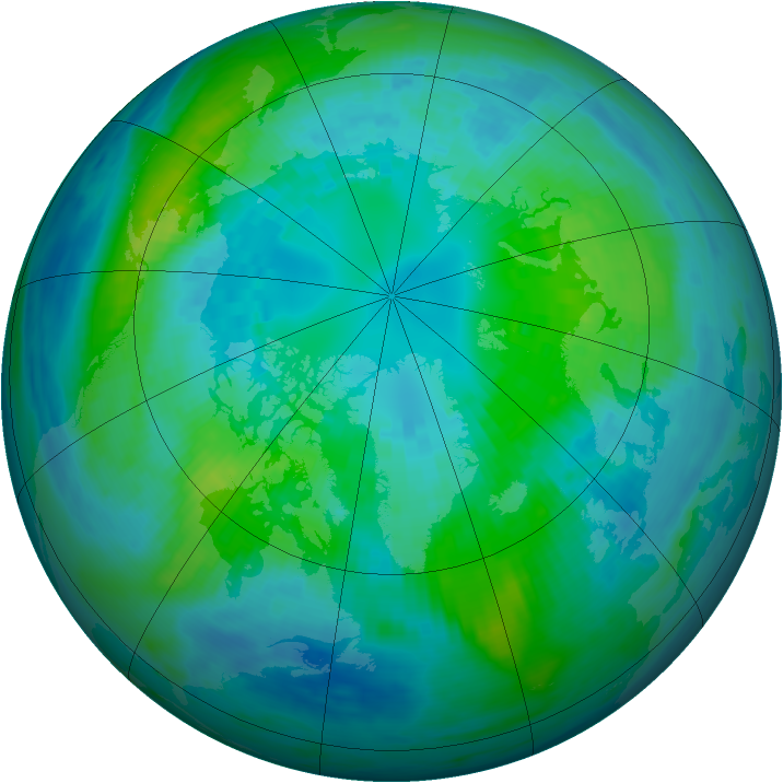 Arctic ozone map for 12 October 1990